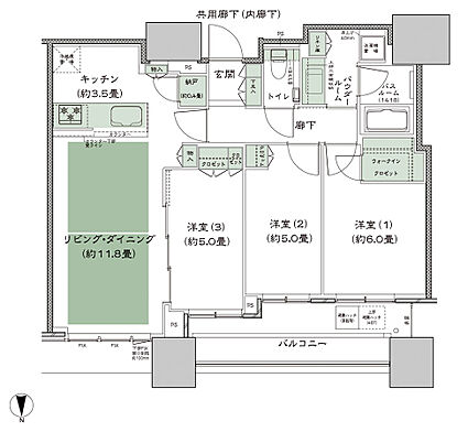 シティタワー大阪本町 間取り N-70E
