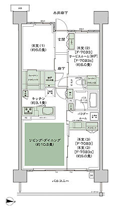 シティハウス小金井公園 間取り F-70B3s