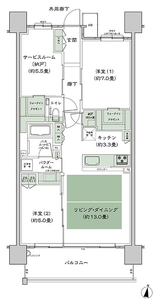 シティハウス堤通雨宮町 間取り L-標準