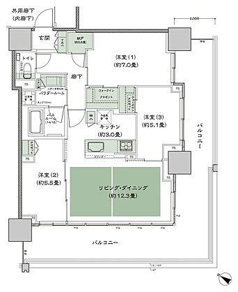 ベイシティタワーズ神戸 WEST 間取り W-75A