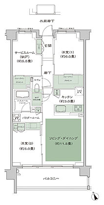 シティテラス中野 間取り A-B'2