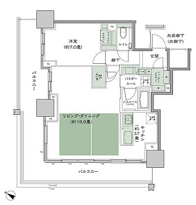 ベイシティタワーズ神戸 EAST 間取り E-65B-1(EK) 