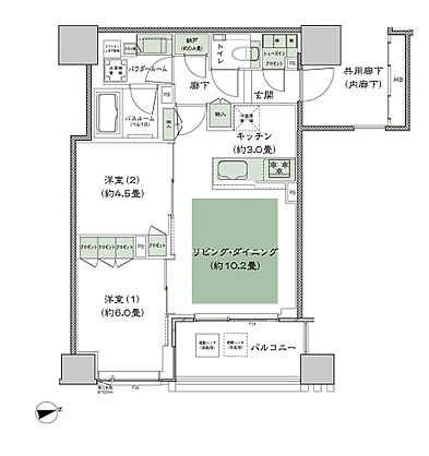 シティタワー天王寺 間取り 55A
