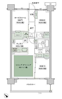 シティテラス稲毛海岸 間取り A-A7s
