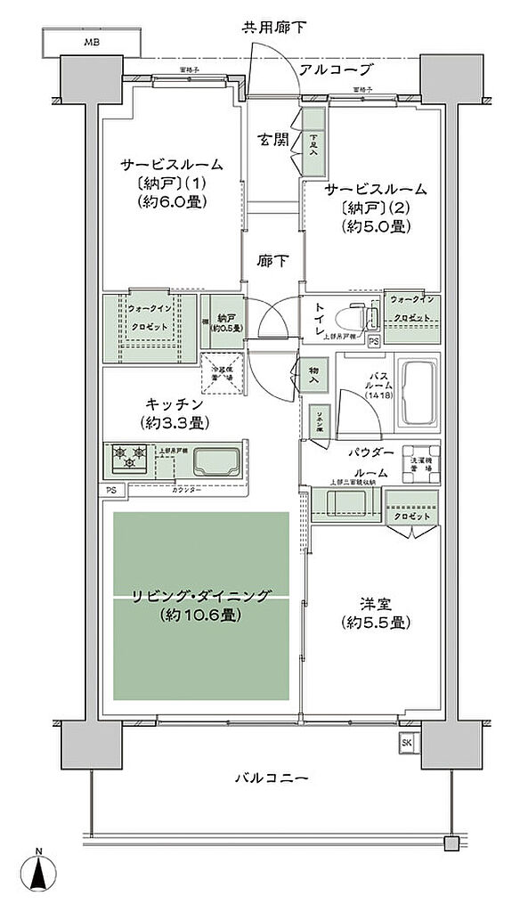 シティテラス若江岩田 間取り C-D5-標準
