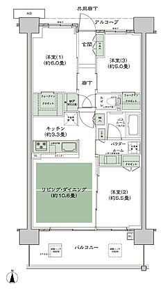 シティテラス若江岩田 間取り C-D3-標準