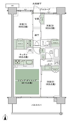 シティテラス若江岩田 間取り B-D2-標準