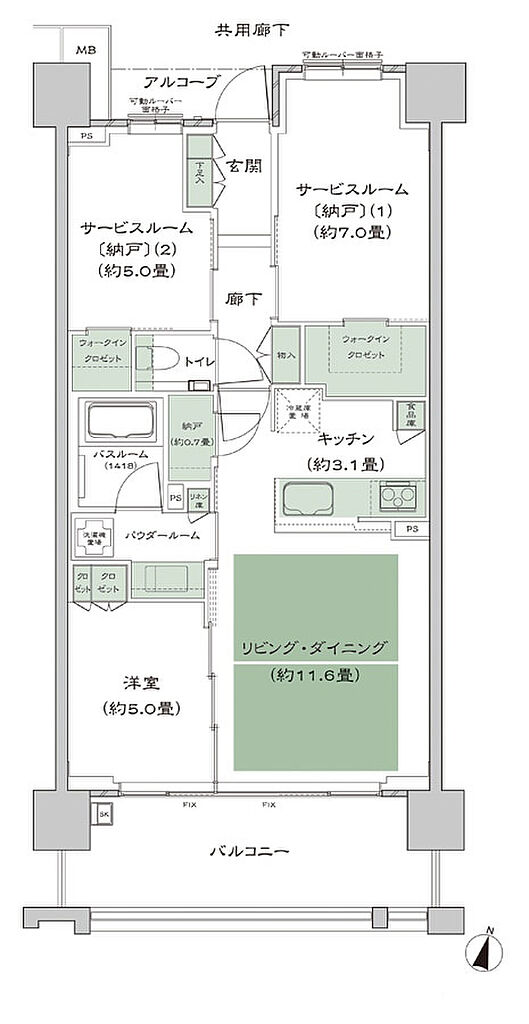 シティタワー青葉通一番町 間取り Ea