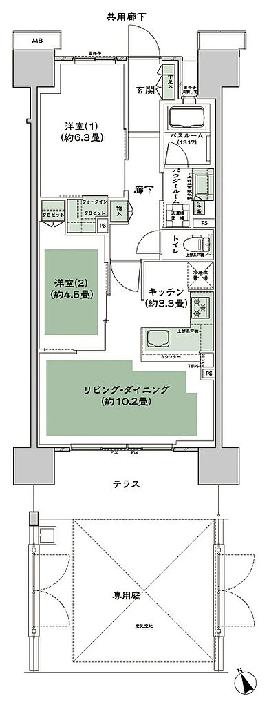 シティテラス多摩川 間取り F-G1g
