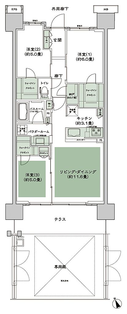シティテラス多摩川 間取り C-B5g