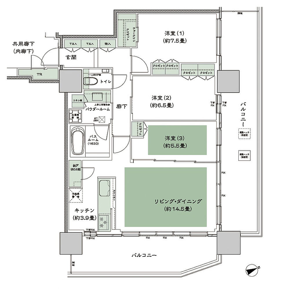グランドシティタワー池袋 間取り E-90A-標準