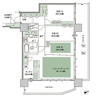 グランドシティタワー池袋 間取り E-90A-標準
