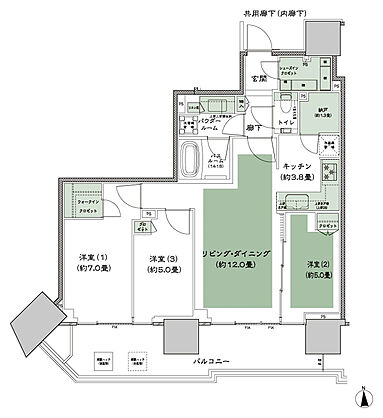 グランドシティタワー月島 間取り S-70Btr 標準