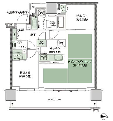 シティタワー古川橋 間取り K-2