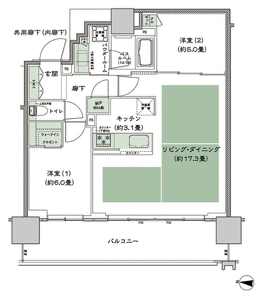 シティタワー古川橋 間取り B-2