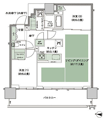 シティタワー古川橋 間取り B-2
