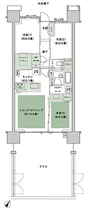 シティテラス下丸子 間取り A-Bat
