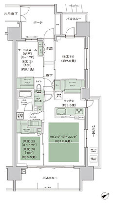 シティタワー名古屋東別院 間取り E1（2-17F）