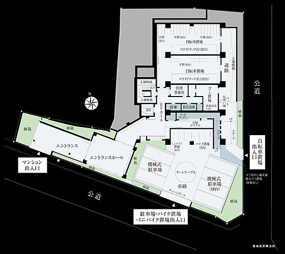 シティハウス天王寺堀越町 敷地配置概念図<br />
