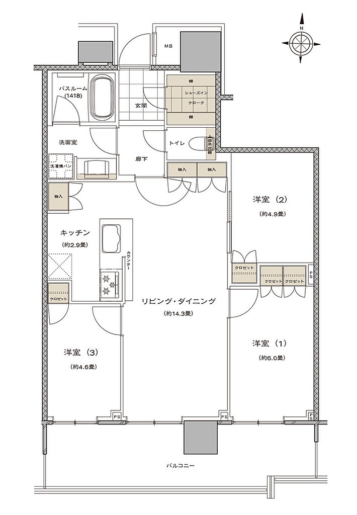 ライオンズタワー新大工町 間取り G