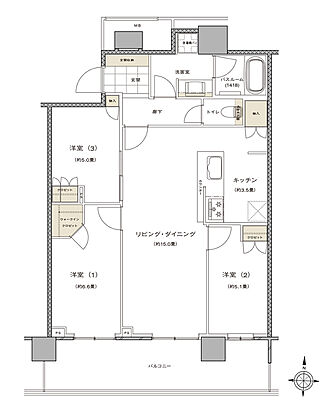 ライオンズタワー新大工町 間取り Q