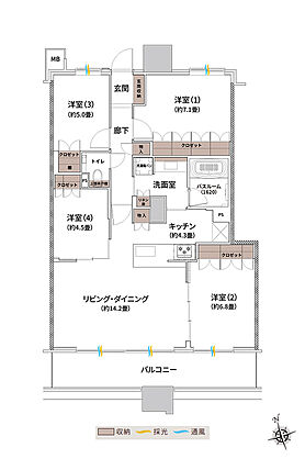 ザ・ライオンズ枚方光善寺タワー 間取り M