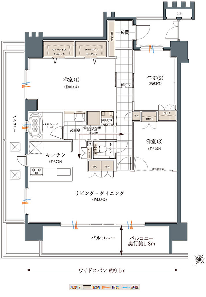 ザ・ライオンズ那覇新都心 間取り E