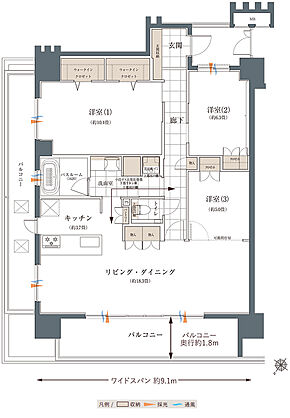 ザ・ライオンズ那覇新都心 間取り E