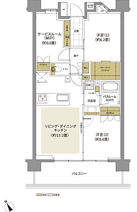 ザ・ライオンズ調布つつじヶ丘 間取り E2