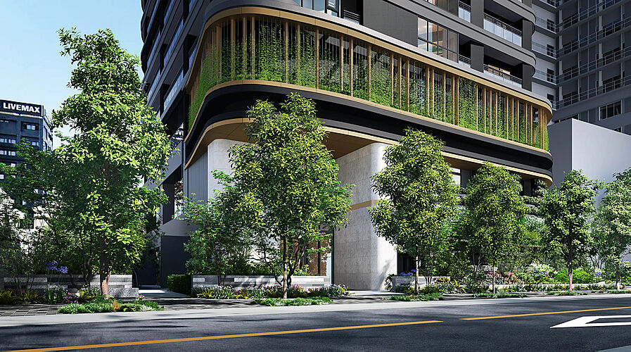 ブランズタワー大阪梅田 エントランスアプローチ完成予想CG