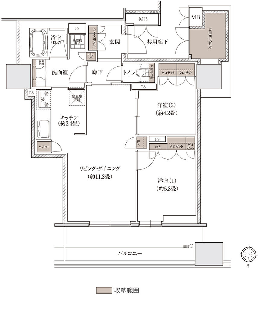 ブランズタワー大阪梅田 間取り V'