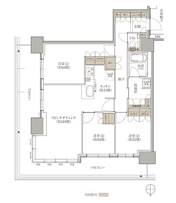 ブランズタワー西宮 間取り V