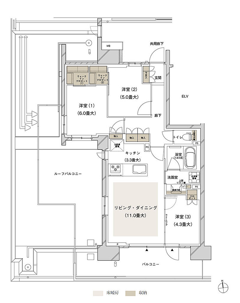 ブランズシティ船橋ビアレ 間取り 1-Gr