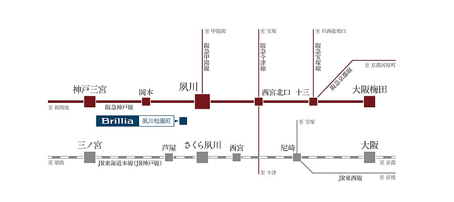 Brillia 夙川松園町：交通図