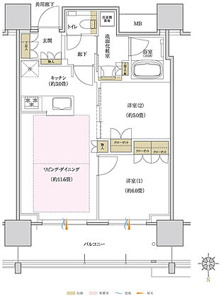 プラウドタワー岡山 ( 第5期 ) 間取り 57NB