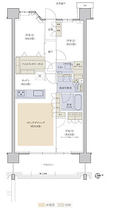プラウドシティ国立 ( 第2期 3次 ) 間取り E-03