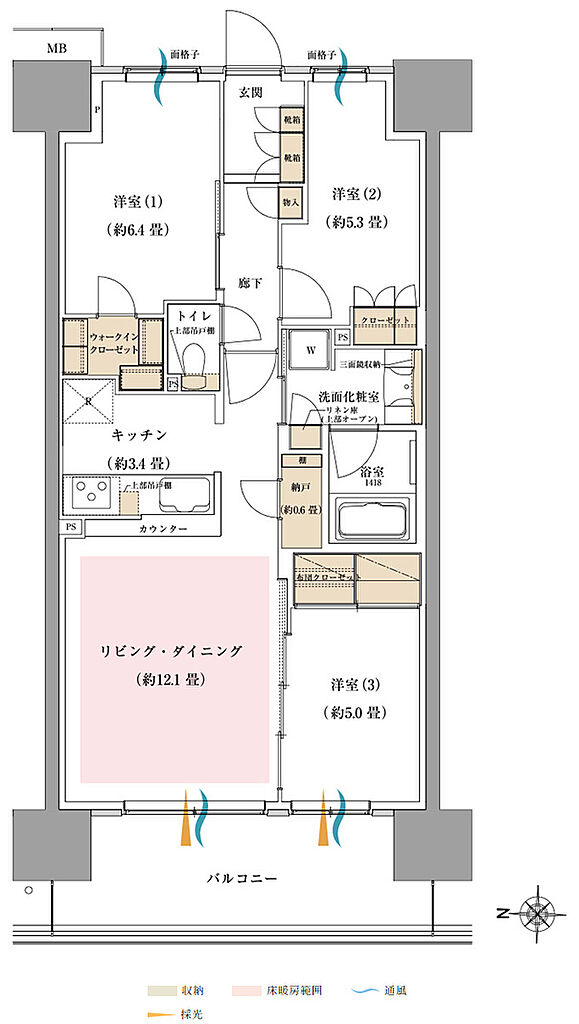 オハナ 東鷲宮フロント ( 第1期 6次 ) 間取り 【パークサイト】B
