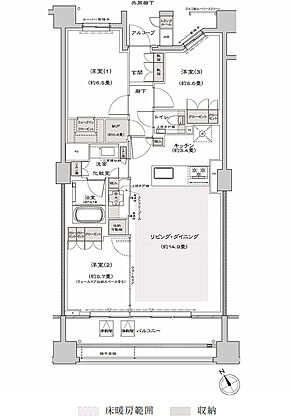 プラウド八事清水ケ岡 ( 第3期 ) 間取り B