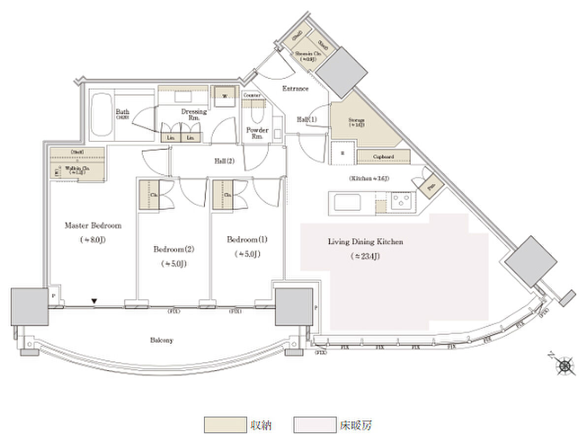 ＴＨＥ　ＴＯＹＯＭＩ　ＴＯＷＥＲ　ＭＡＲＩＮＥ＆ＳＫＹ 間取り E-95Bsw