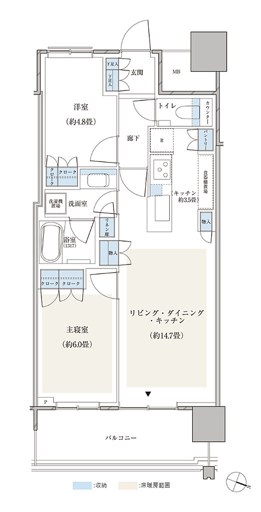 パークシティ小岩　ザ　タワー 間取り 57E