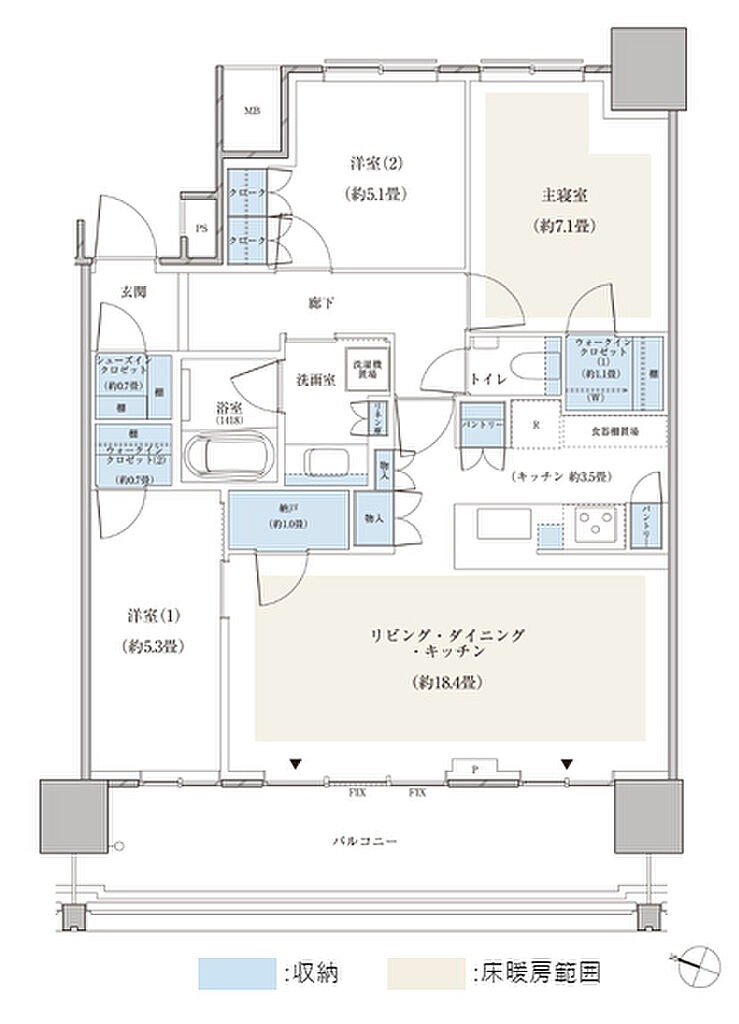 パークシティ小岩　ザ　タワー 間取り 82W