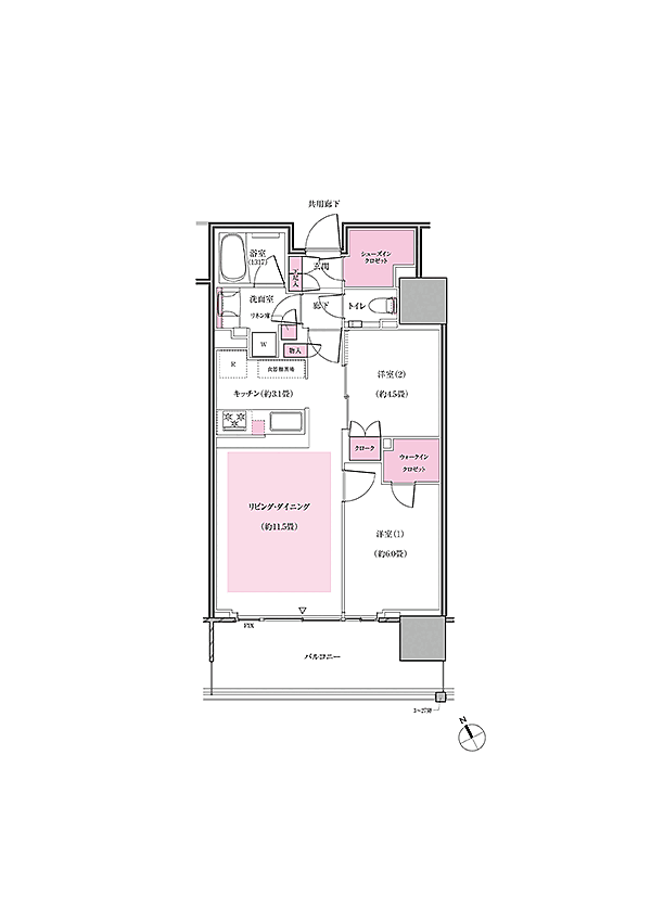 リーフシティ市川　ザ・タワー 間取り S58A1