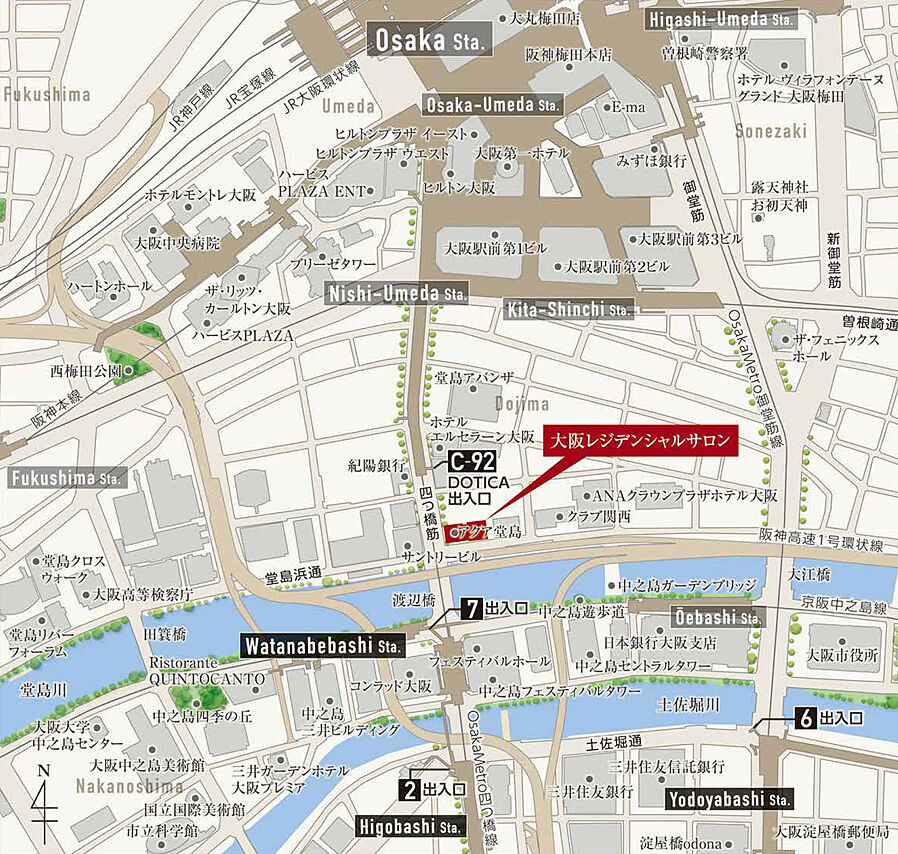 パークタワー大阪天満橋：モデルルーム地図