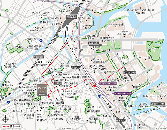 パークホームズ横浜伊勢町 現地案内図