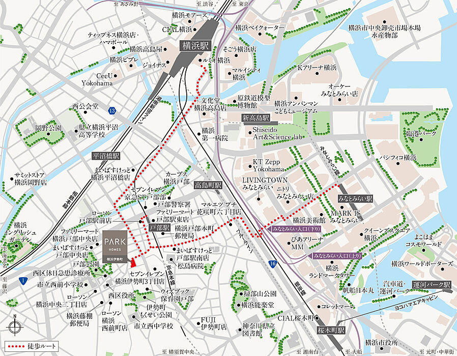 パークホームズ横浜伊勢町：案内図