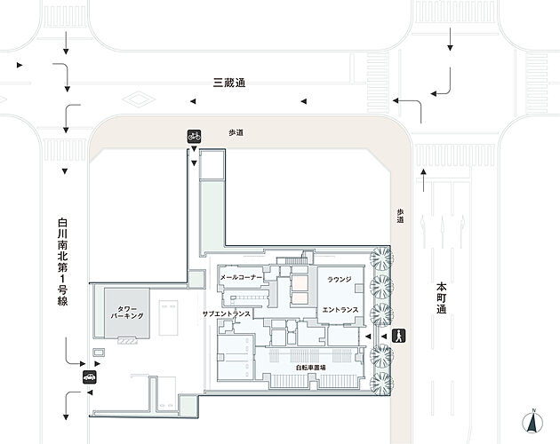 パークタワー栄 動線概念図<br />
