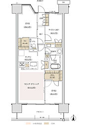 [H1] ■ウォールドアでLDと洋室をつなげて約16.7畳の広々空間を実現、トイクロ付きプラン。
■南向き
■ウォークスルークローゼット（トイクロ）
■ウォークインクローゼット
■ウォールドア