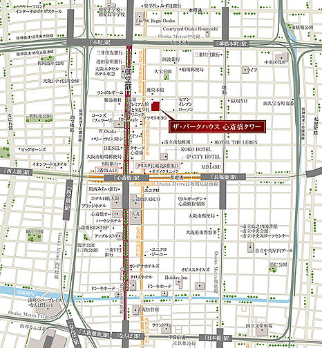 ザ・パークハウス 心斎橋タワー 現地案内図