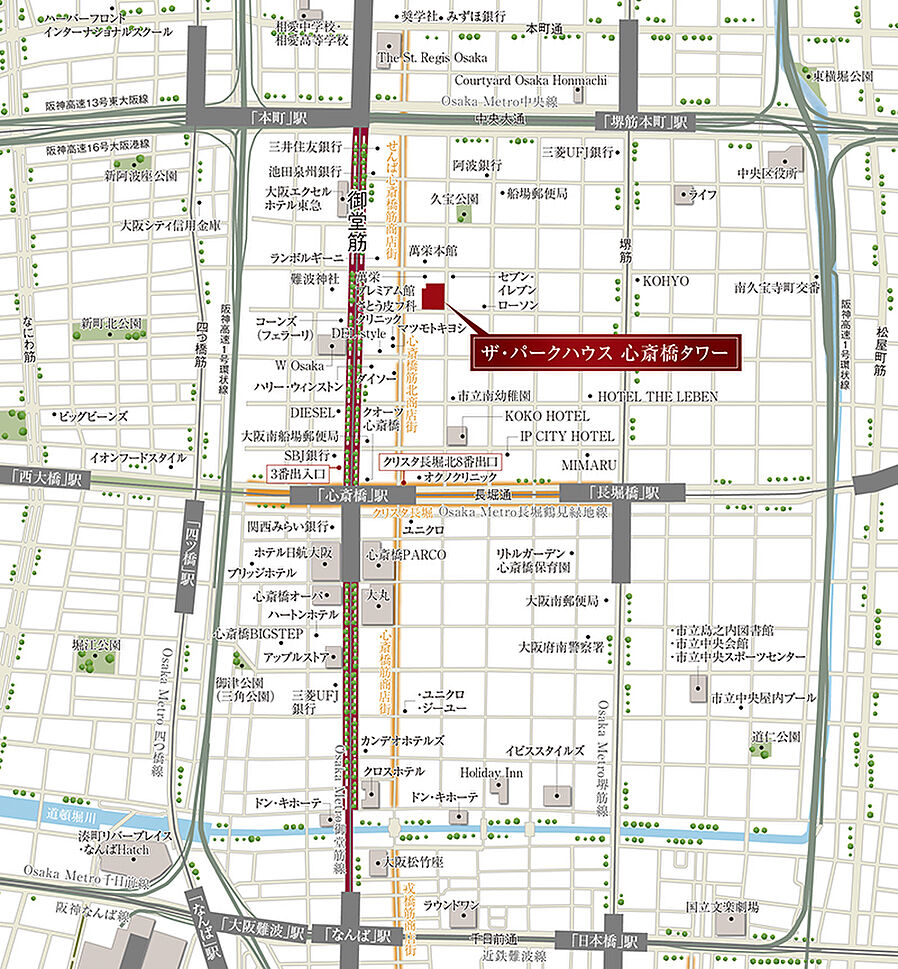ザ・パークハウス 心斎橋タワー：案内図