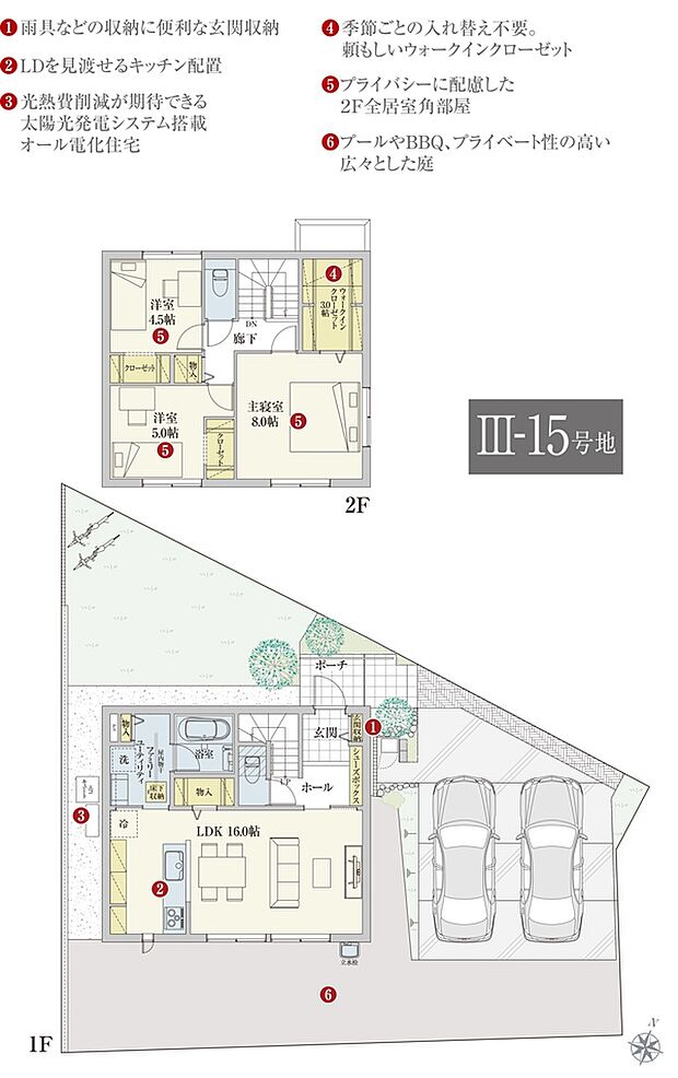 間取・外構植栽図は設計図書を基に描き起こしたもので実際とは多少異なる場合があります。 家具・家電・備品・車・自転車等は価格に含まれません。